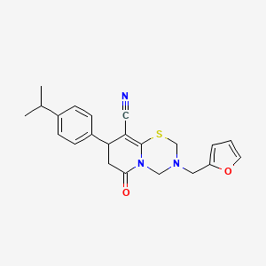 3-(furan-2-ylmethyl)-6-oxo-8-[4-(propan-2-yl)phenyl]-3,4,7,8-tetrahydro-2H,6H-pyrido[2,1-b][1,3,5]thiadiazine-9-carbonitrile