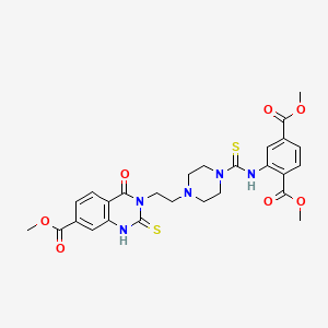 1,4-Dimethyl 2-[(4-{2-[7-(methoxycarbonyl)-4-oxo-2-sulfanylidene-1,2,3,4-tetrahydroquinazolin-3-yl]ethyl}piperazine-1-carbothioyl)amino]benzene-1,4-dicarboxylate