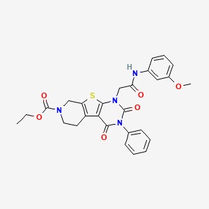 ethyl 6-[2-(3-methoxyanilino)-2-oxoethyl]-3,5-dioxo-4-phenyl-8-thia-4,6,11-triazatricyclo[7.4.0.02,7]trideca-1(9),2(7)-diene-11-carboxylate