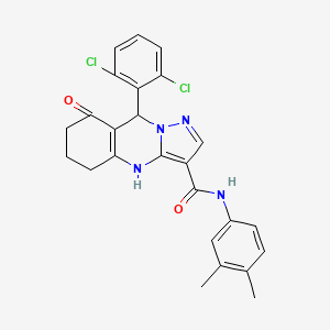 9-(2,6-dichlorophenyl)-N-(3,4-dimethylphenyl)-8-oxo-4,5,6,7,8,9-hexahydropyrazolo[5,1-b]quinazoline-3-carboxamide