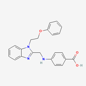 molecular formula C23H21N3O3 B11441315 4-({[1-(2-phenoxyethyl)-1H-benzimidazol-2-yl]methyl}amino)benzoic acid 