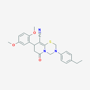 8-(2,5-dimethoxyphenyl)-3-(4-ethylphenyl)-6-oxo-3,4,7,8-tetrahydro-2H,6H-pyrido[2,1-b][1,3,5]thiadiazine-9-carbonitrile