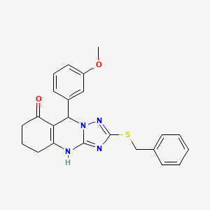 molecular formula C23H22N4O2S B11441438 2-(benzylsulfanyl)-9-(3-methoxyphenyl)-5,6,7,9-tetrahydro[1,2,4]triazolo[5,1-b]quinazolin-8(4H)-one 