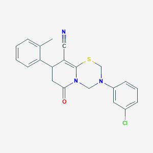 3-(3-chlorophenyl)-8-(2-methylphenyl)-6-oxo-3,4,7,8-tetrahydro-2H,6H-pyrido[2,1-b][1,3,5]thiadiazine-9-carbonitrile