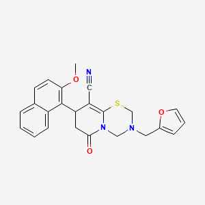 3-(furan-2-ylmethyl)-8-(2-methoxynaphthalen-1-yl)-6-oxo-3,4,7,8-tetrahydro-2H,6H-pyrido[2,1-b][1,3,5]thiadiazine-9-carbonitrile