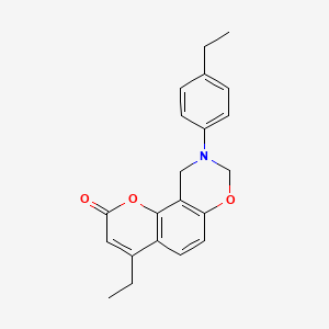 4-ethyl-9-(4-ethylphenyl)-9,10-dihydro-2H,8H-chromeno[8,7-e][1,3]oxazin-2-one