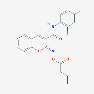 (2Z)-2-[(butanoyloxy)imino]-N-(2,4-difluorophenyl)-2H-chromene-3-carboxamide