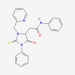 molecular formula C23H20N4O2S B11441583 2-[5-oxo-1-phenyl-3-(pyridin-2-ylmethyl)-2-thioxoimidazolidin-4-yl]-N-phenylacetamide 