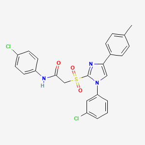 molecular formula C24H19Cl2N3O3S B11441606 N-(4-chlorophenyl)-2-{[1-(3-chlorophenyl)-4-(4-methylphenyl)-1H-imidazol-2-yl]sulfonyl}acetamide 