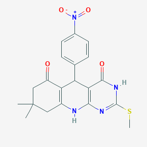 8,8-dimethyl-2-(methylsulfanyl)-5-(4-nitrophenyl)-5,8,9,10-tetrahydropyrimido[4,5-b]quinoline-4,6(3H,7H)-dione