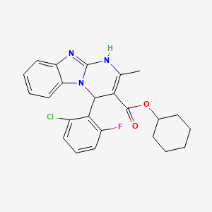 molecular formula C24H23ClFN3O2 B11441647 Cyclohexyl 4-(2-chloro-6-fluorophenyl)-2-methyl-1,4-dihydropyrimido[1,2-a]benzimidazole-3-carboxylate 