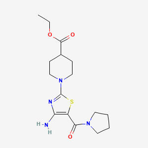 Ethyl 1-[4-amino-5-(pyrrolidin-1-ylcarbonyl)-1,3-thiazol-2-yl]piperidine-4-carboxylate