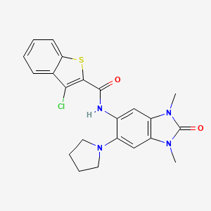 molecular formula C22H21ClN4O2S B11441669 3-Chloro-N-[2,3-dihydro-1,3-dimethyl-2-oxo-6-(1-pyrrolidinyl)-1H-benzimidazol-5-yl]benzo[b]thiophene-2-carboxamide CAS No. 920113-15-1