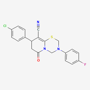 8-(4-chlorophenyl)-3-(4-fluorophenyl)-6-oxo-3,4,7,8-tetrahydro-2H,6H-pyrido[2,1-b][1,3,5]thiadiazine-9-carbonitrile