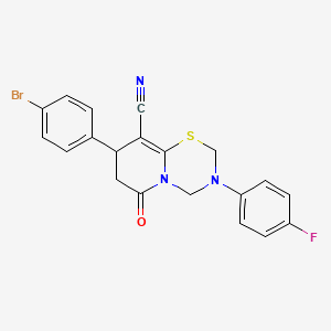 molecular formula C20H15BrFN3OS B11441714 8-(4-bromophenyl)-3-(4-fluorophenyl)-6-oxo-3,4,7,8-tetrahydro-2H,6H-pyrido[2,1-b][1,3,5]thiadiazine-9-carbonitrile 