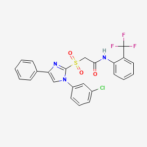 molecular formula C24H17ClF3N3O3S B11441716 2-{[1-(3-chlorophenyl)-4-phenyl-1H-imidazol-2-yl]sulfonyl}-N-[2-(trifluoromethyl)phenyl]acetamide 