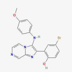 molecular formula C19H15BrN4O2 B11441723 4-Bromo-2-{3-[(4-methoxyphenyl)amino]imidazo[1,2-a]pyrazin-2-yl}phenol 