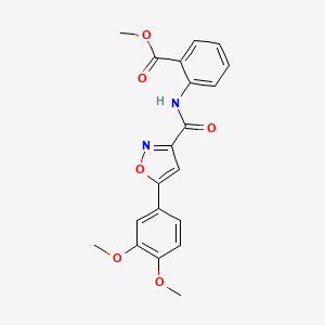 molecular formula C20H18N2O6 B11441735 Methyl 2-({[5-(3,4-dimethoxyphenyl)isoxazol-3-yl]carbonyl}amino)benzoate 