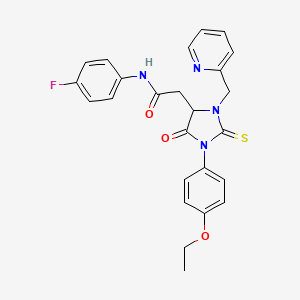 molecular formula C25H23FN4O3S B11441754 2-[1-(4-ethoxyphenyl)-5-oxo-3-(pyridin-2-ylmethyl)-2-thioxoimidazolidin-4-yl]-N-(4-fluorophenyl)acetamide 