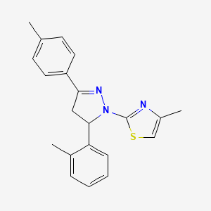 molecular formula C21H21N3S B11441758 4-methyl-2-[5-(2-methylphenyl)-3-(4-methylphenyl)-4,5-dihydro-1H-pyrazol-1-yl]-1,3-thiazole 