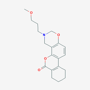 molecular formula C19H23NO4 B11441771 3-(3-methoxypropyl)-3,4,7,8,9,10-hexahydro-2H,6H-benzo[3,4]chromeno[8,7-e][1,3]oxazin-6-one 