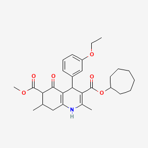 molecular formula C29H37NO6 B11441774 3-Cycloheptyl 6-methyl 4-(3-ethoxyphenyl)-2,7-dimethyl-5-oxo-1,4,5,6,7,8-hexahydroquinoline-3,6-dicarboxylate 