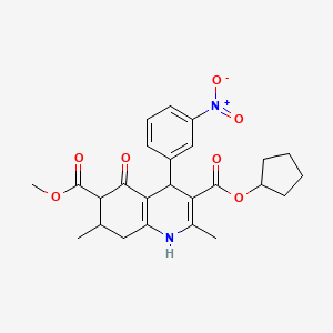 molecular formula C25H28N2O7 B11441782 3-Cyclopentyl 6-methyl 2,7-dimethyl-4-(3-nitrophenyl)-5-oxo-1,4,5,6,7,8-hexahydroquinoline-3,6-dicarboxylate 