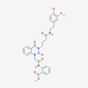 Methyl 2-{2-[3-(3-{[2-(3,4-dimethoxyphenyl)ethyl]carbamoyl}propyl)-2,4-dioxo-1,2,3,4-tetrahydroquinazolin-1-yl]acetamido}benzoate