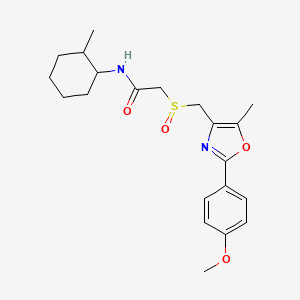 molecular formula C21H28N2O4S B11441789 2-{[2-(4-Methoxyphenyl)-5-methyl-1,3-oxazol-4-YL]methanesulfinyl}-N-(2-methylcyclohexyl)acetamide 