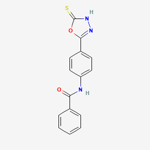 molecular formula C15H11N3O2S B11441791 N-[4-(5-sulfanyl-1,3,4-oxadiazol-2-yl)phenyl]benzamide 