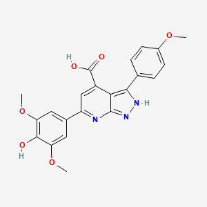 6-(4-Hydroxy-3,5-dimethoxyphenyl)-3-(4-methoxyphenyl)-2H-pyrazolo[3,4-B]pyridine-4-carboxylic acid