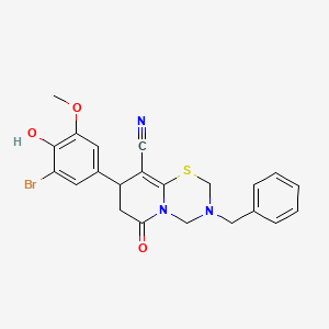 3-benzyl-8-(3-bromo-4-hydroxy-5-methoxyphenyl)-6-oxo-3,4,7,8-tetrahydro-2H,6H-pyrido[2,1-b][1,3,5]thiadiazine-9-carbonitrile