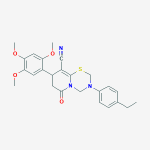 3-(4-ethylphenyl)-6-oxo-8-(2,4,5-trimethoxyphenyl)-3,4,7,8-tetrahydro-2H,6H-pyrido[2,1-b][1,3,5]thiadiazine-9-carbonitrile