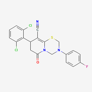 8-(2,6-dichlorophenyl)-3-(4-fluorophenyl)-6-oxo-3,4,7,8-tetrahydro-2H,6H-pyrido[2,1-b][1,3,5]thiadiazine-9-carbonitrile