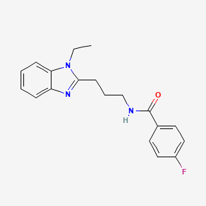 molecular formula C19H20FN3O B11441915 N-[3-(1-ethyl-1H-benzimidazol-2-yl)propyl]-4-fluorobenzamide 