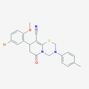 8-(5-bromo-2-methoxyphenyl)-3-(4-methylphenyl)-6-oxo-3,4,7,8-tetrahydro-2H,6H-pyrido[2,1-b][1,3,5]thiadiazine-9-carbonitrile