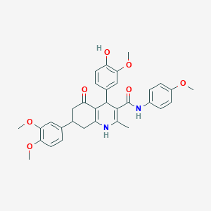 7-(3,4-dimethoxyphenyl)-4-(4-hydroxy-3-methoxyphenyl)-N-(4-methoxyphenyl)-2-methyl-5-oxo-1,4,5,6,7,8-hexahydroquinoline-3-carboxamide