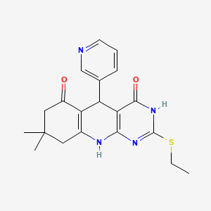 molecular formula C20H22N4O2S B11442039 2-(ethylsulfanyl)-8,8-dimethyl-5-(pyridin-3-yl)-5,8,9,10-tetrahydropyrimido[4,5-b]quinoline-4,6(3H,7H)-dione 