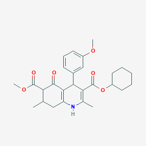 3-Cyclohexyl 6-methyl 4-(3-methoxyphenyl)-2,7-dimethyl-5-oxo-1,4,5,6,7,8-hexahydroquinoline-3,6-dicarboxylate