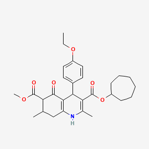 molecular formula C29H37NO6 B11442059 3-Cycloheptyl 6-methyl 4-(4-ethoxyphenyl)-2,7-dimethyl-5-oxo-1,4,5,6,7,8-hexahydroquinoline-3,6-dicarboxylate 