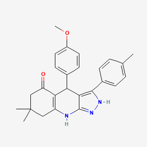 molecular formula C26H27N3O2 B11442066 4-(4-methoxyphenyl)-7,7-dimethyl-3-(4-methylphenyl)-1,4,6,7,8,9-hexahydro-5H-pyrazolo[3,4-b]quinolin-5-one 