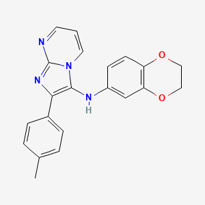 molecular formula C21H18N4O2 B11442075 N-(2,3-dihydro-1,4-benzodioxin-6-yl)-2-(4-methylphenyl)imidazo[1,2-a]pyrimidin-3-amine 