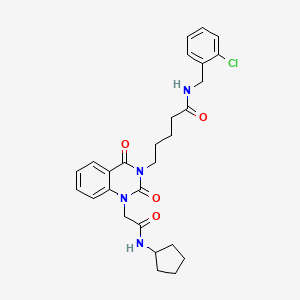 molecular formula C27H31ClN4O4 B11442078 N-(2-chlorobenzyl)-5-(1-(2-(cyclopentylamino)-2-oxoethyl)-2,4-dioxo-1,2-dihydroquinazolin-3(4H)-yl)pentanamide 