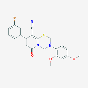 8-(3-bromophenyl)-3-(2,4-dimethoxyphenyl)-6-oxo-3,4,7,8-tetrahydro-2H,6H-pyrido[2,1-b][1,3,5]thiadiazine-9-carbonitrile