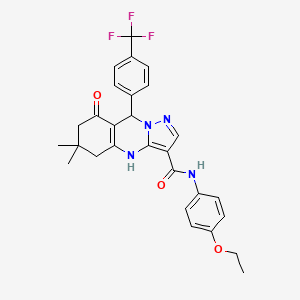 N-(4-ethoxyphenyl)-6,6-dimethyl-8-oxo-9-[4-(trifluoromethyl)phenyl]-4,5,6,7,8,9-hexahydropyrazolo[5,1-b]quinazoline-3-carboxamide