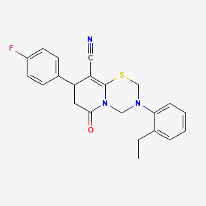 3-(2-ethylphenyl)-8-(4-fluorophenyl)-6-oxo-3,4,7,8-tetrahydro-2H,6H-pyrido[2,1-b][1,3,5]thiadiazine-9-carbonitrile