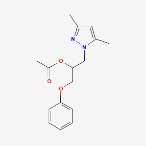 molecular formula C16H20N2O3 B11442112 1-(3,5-dimethyl-1H-pyrazol-1-yl)-3-phenoxypropan-2-yl acetate 