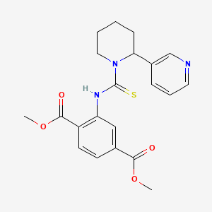 molecular formula C21H23N3O4S B11442120 Dimethyl 2-({[2-(pyridin-3-yl)piperidin-1-yl]carbonothioyl}amino)benzene-1,4-dicarboxylate 