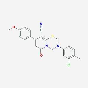 3-(3-Chloro-4-methylphenyl)-8-(4-methoxyphenyl)-6-oxo-2,4,7,8-tetrahydropyrido[2,1-b][1,3,5]thiadiazine-9-carbonitrile