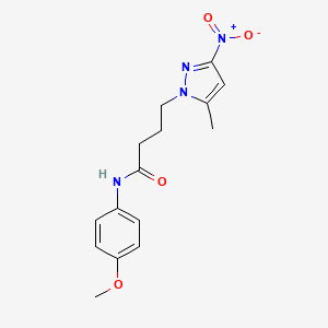 molecular formula C15H18N4O4 B11442135 N-(4-methoxyphenyl)-4-(5-methyl-3-nitro-1H-pyrazol-1-yl)butanamide 